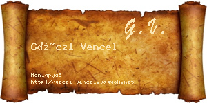 Géczi Vencel névjegykártya
